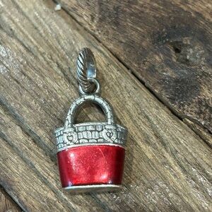 Brighton silverplate & red enamel Handbag Charm, preloved